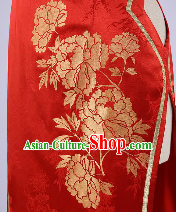 Chinese Traditional Cosplay Red Qipao Dress Ancient Swordswoman Costumes for Women