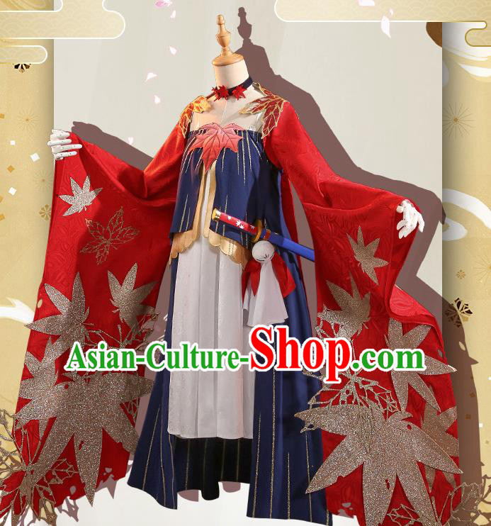 Japanese Traditional Cosplay Geisha Red Kimono Dress Japan Onmyoji Costumes for Women