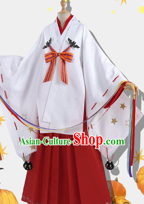 Japanese Traditional Cosplay Geisha White Kimono Dress Japan Onmyoji Costumes for Women