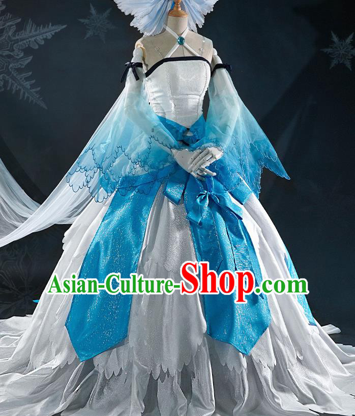 Chinese Traditional Cosplay Goddess White Dress Ancient Swordswoman Costumes for Women