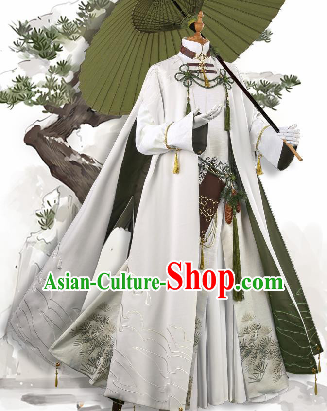 Japanese Traditional Cosplay Onmyoji Knight White Clothing Ancient Swordsman Costumes for Men