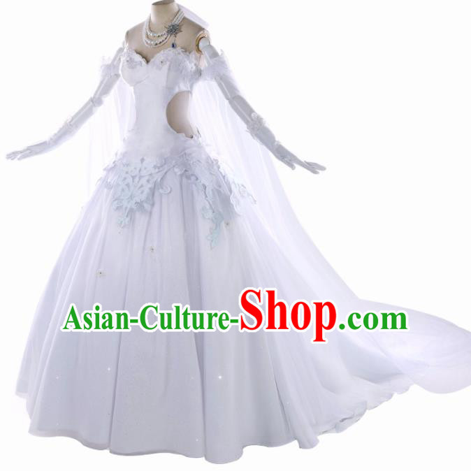 Top Cosplay Queen White Wedding Dress Modern Dance Costumes for Women