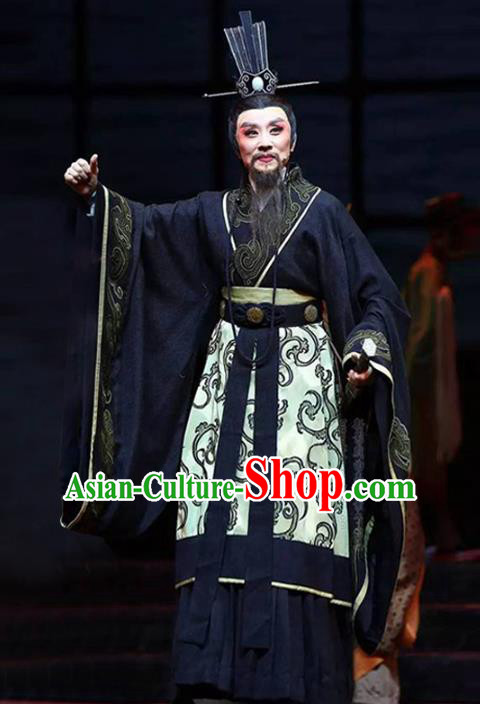 Chinese Traditional Qin Dynasty Minister Hanfu Clothing Ancient Poet Qu Yuan Historical Costumes for Men