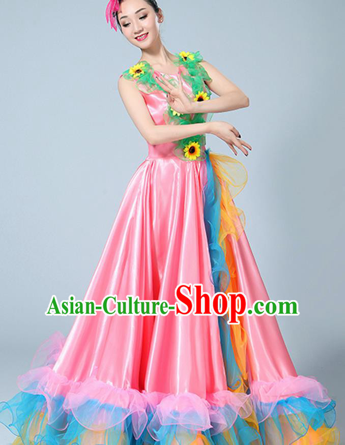 Chinese Traditional Opening Dance Pink Dress Classical Dance Stage Performance Costume for Women