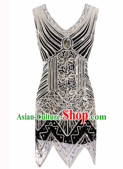 Top Professional Latin Dance Black Short Dress Modern Dance Stage Performance Costume for Women