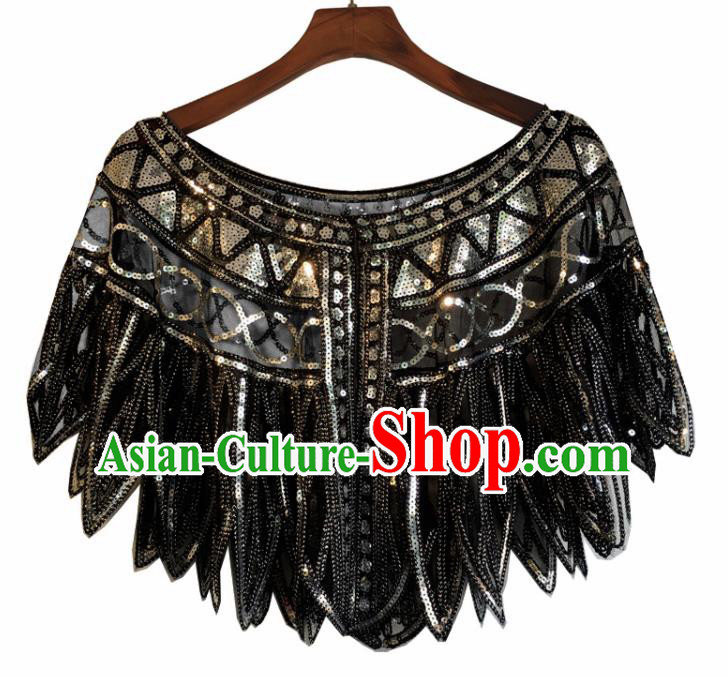 Top Professional Latin Dance Golden Sequins Cloak Modern Dance Blouse Stage Performance Costume for Women