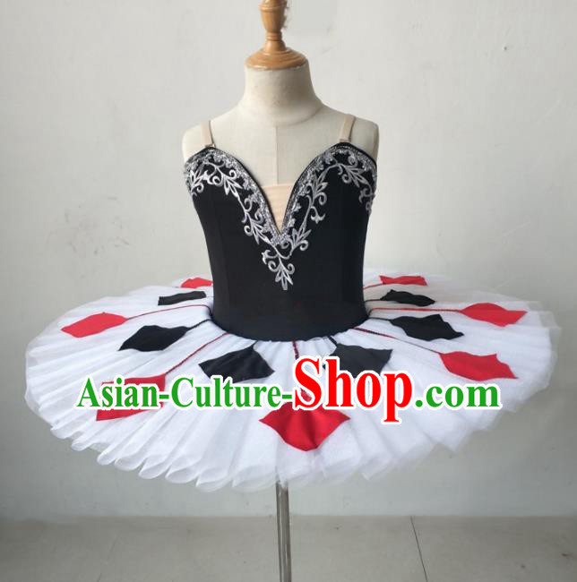 Professional Ballet Dance Tutu White Veil Short Dress Modern Dance Ballerina Stage Performance Costume for Kids