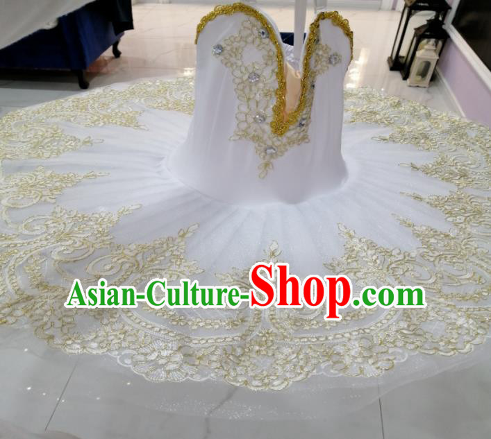 Professional Ballet Dance Tutu Embroidered Short Dress Modern Dance Ballerina Stage Performance Costume for Kids