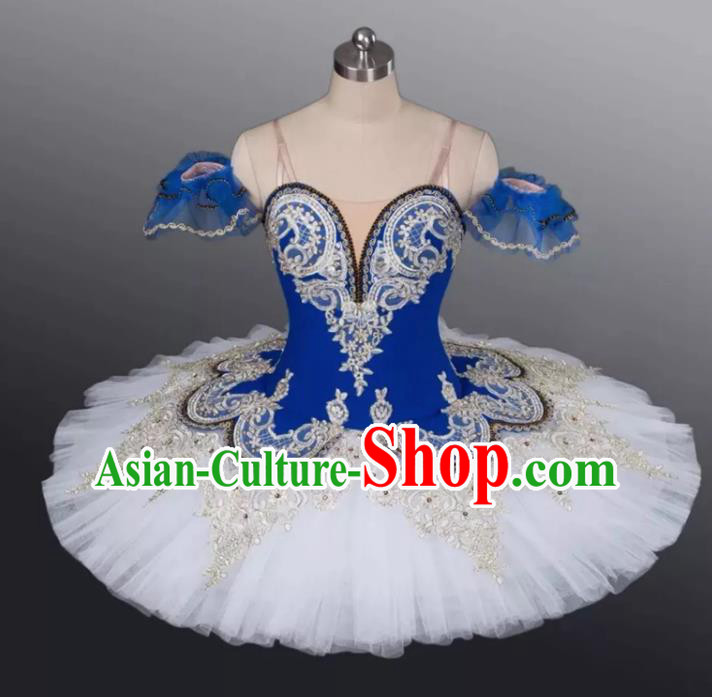 Professional Children Ballet Tutu Blue Dress Modern Dance Ballerina Stage Performance Costume for Kids