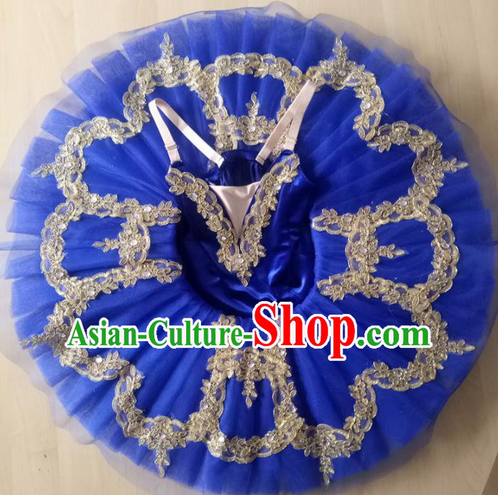 Professional Children Ballet Tutu Royalblue Dress Modern Dance Ballerina Stage Performance Costume for Kids