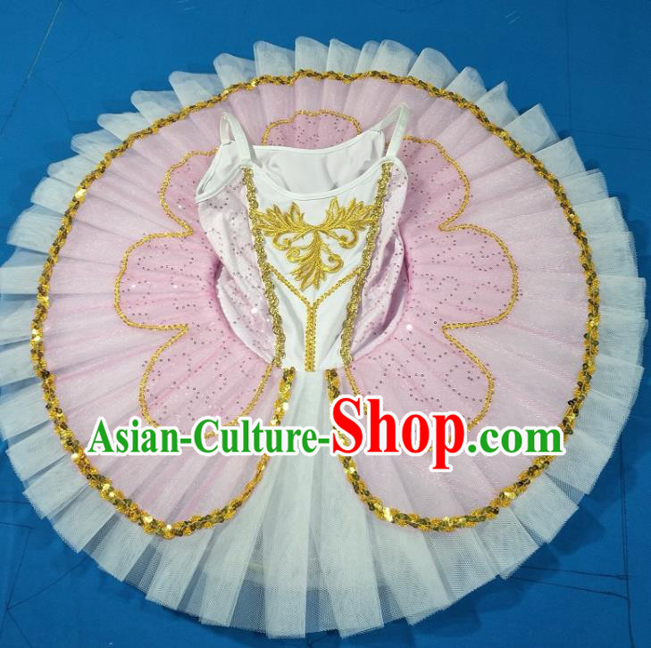 Professional Children Ballet Tutu Pink Veil Dress Modern Dance Ballerina Stage Performance Costume for Kids