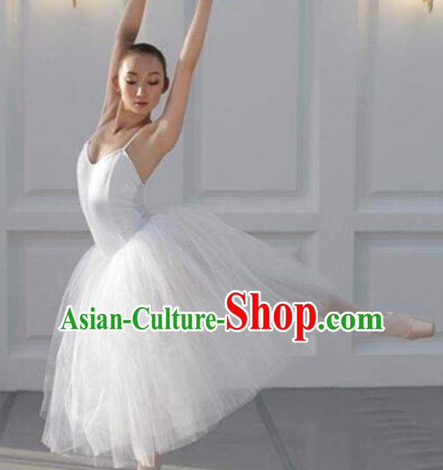 Professional Children Ballet Tutu White Veil Dress Modern Dance Ballerina Stage Performance Costume for Kids