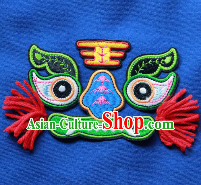 Chinese Traditional Embroidered Tiger Green Patch Embroidery Applique Craft Embroidering Accessories