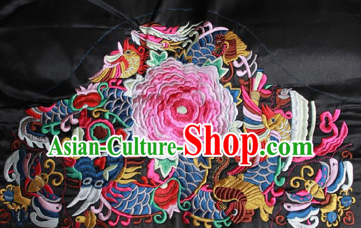 Chinese Traditional Embroidered Dragon Peony Patch Embroidery Craft Embroidering Accessories