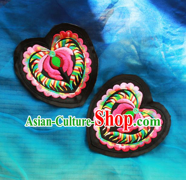 Chinese Traditional Embroidered Heart Shape Patch Embroidery Craft Embroidering Accessories