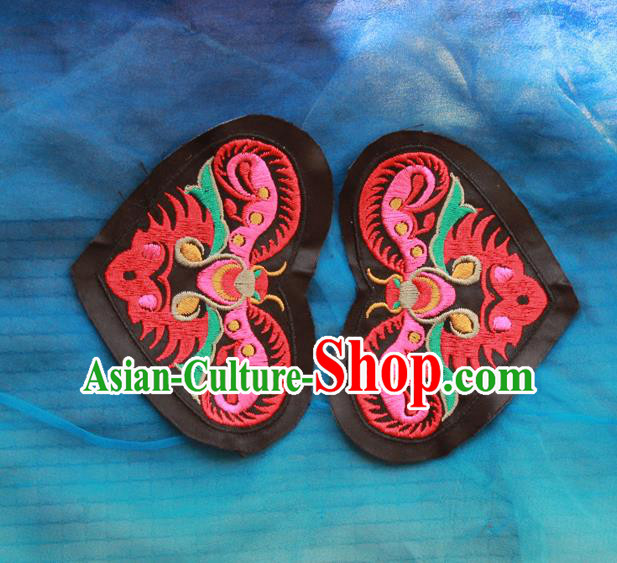 Chinese Traditional Embroidered Butterfly Heart Shape Patch Embroidery Craft Embroidering Accessories
