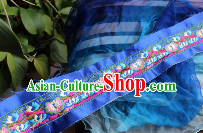 Chinese Traditional Embroidered Flowers Royalblue Applique Embroidery Patch Embroidery Craft Accessories