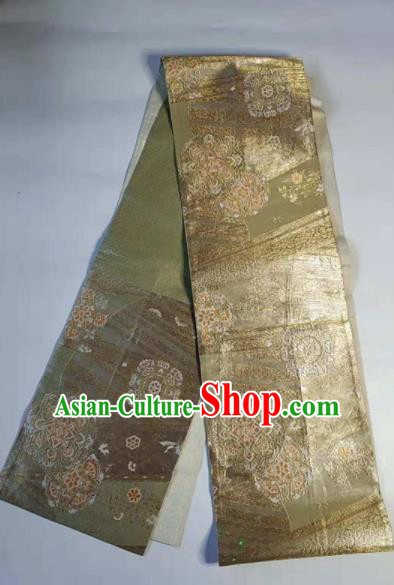 Japanese Geisha Classical Pattern Golden Brocade Kimono Belts Traditional Japan Yukata Waistband