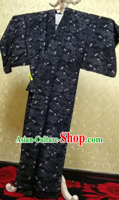 Traditional Japan Samurai Black Kimono Asian Japanese Fashion Apparel Yukata Costume for Men