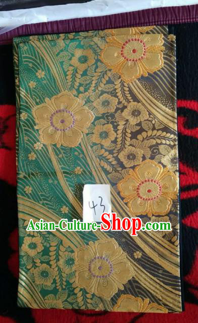 Japanese Geisha Classical Camellia Pattern Green Brocade Kimono Belts Traditional Japan Yukata Waistband