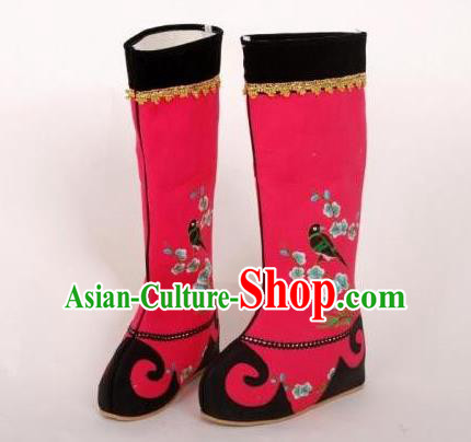 Chinese Traditional Handmade Hanfu Red Boots Ancient Swordsman Shoes for Women