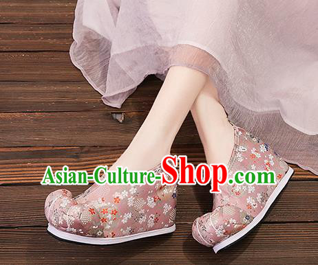 Asian Chinese Traditional Deep Pink Embroidered Shoes Princess Shoes Opera Shoes Hanfu Shoes for Women