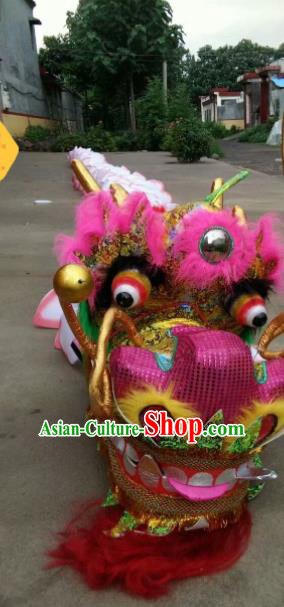 Chinese Traditional Dragon Dance Pink Lotus Dragon Head Lantern Festival Folk Dance Prop