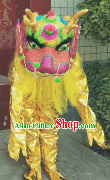 Cosplay Kylin Traditional Chinese New Year Yellow Costume Complete Set