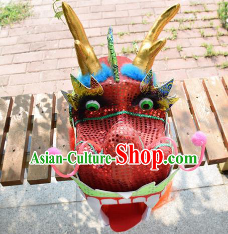 Chinese Traditional Folk Dance Red Dragon Head Lantern Festival Dragon Dance Prop