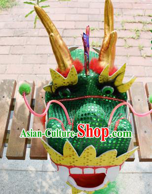 Chinese Traditional Folk Dance Green Dragon Head Lantern Festival Dragon Dance Prop