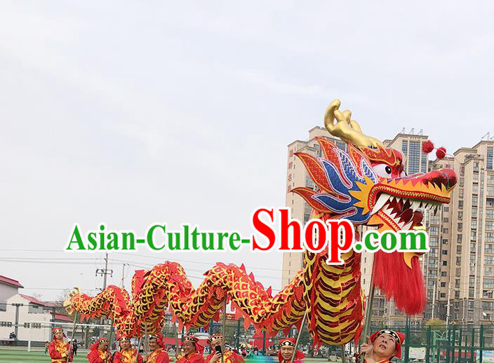 Chinese Traditional Dragon Dance Red Dragon Head Lantern Festival Folk Dance Prop Complete Set