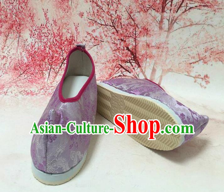 Asian Chinese Traditional Wedding Purple Satin Shoes Princess Shoes Opera Shoes Hanfu Shoes for Women