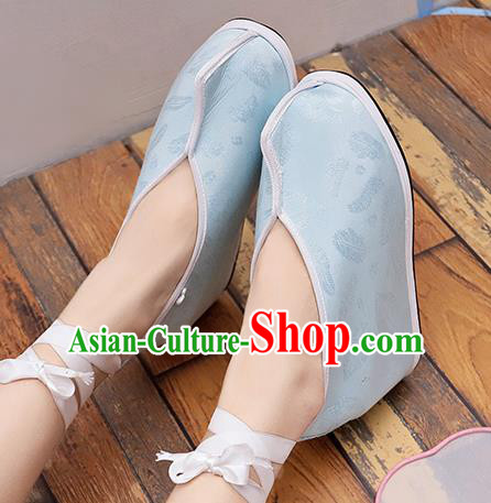 Asian Chinese Traditional Princess Shoes Blue Shoes Opera Shoes Hanfu Shoes for Women