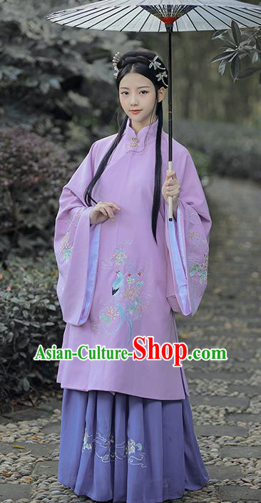 Traditional Chinese Ming Dynasty Nobility Lady Purple Hanfu Dress Ancient Royal Infanta Historical Costumes for Women