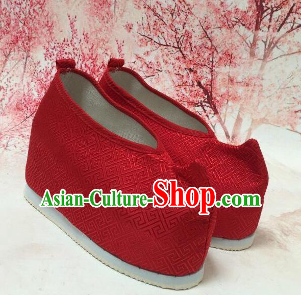 Asian Chinese Traditional Wedding Red Satin Shoes Princess Shoes Opera Shoes Hanfu Shoes for Women