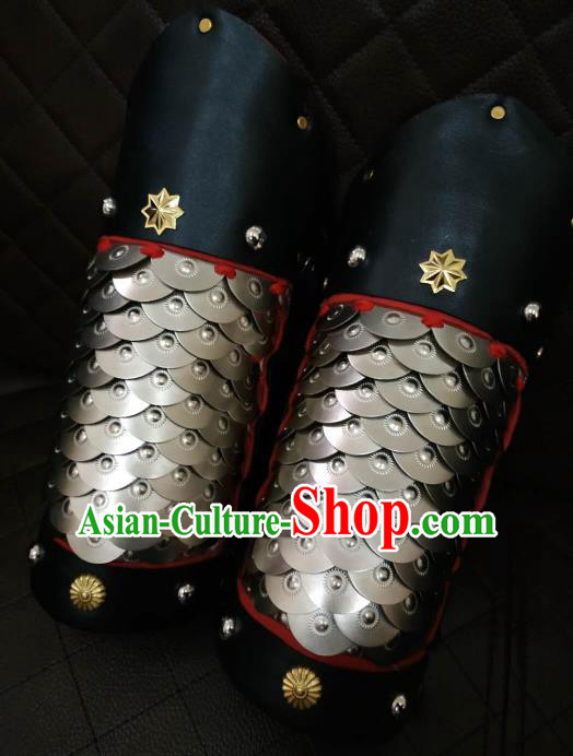 Chinese Traditional Ming Dynasty Black Wrist Armor Ancient Swordsman Armband for Men