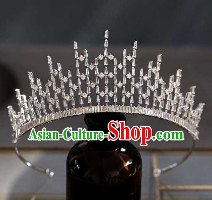 Top Grade Baroque Queen Zircon Royal Crown Wedding Bride Hair Accessories for Women