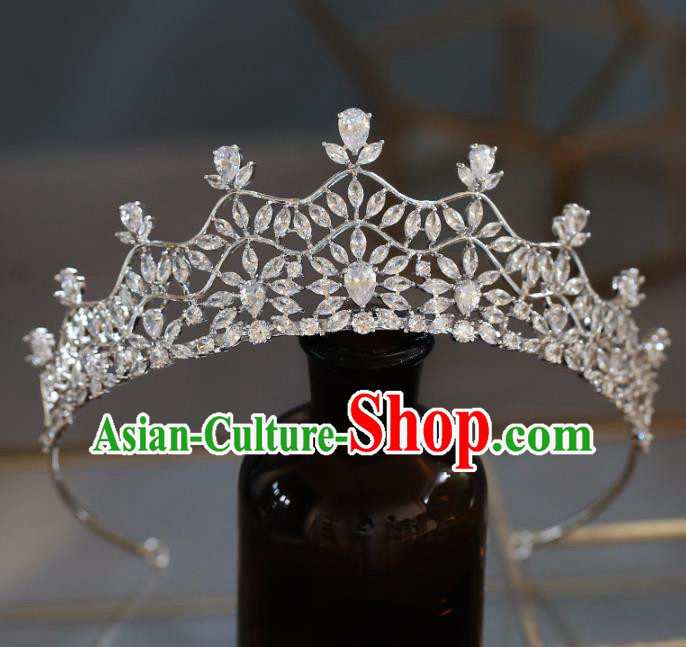 Top Grade Baroque Queen Luxury Zircon Royal Crown Wedding Bride Hair Accessories for Women
