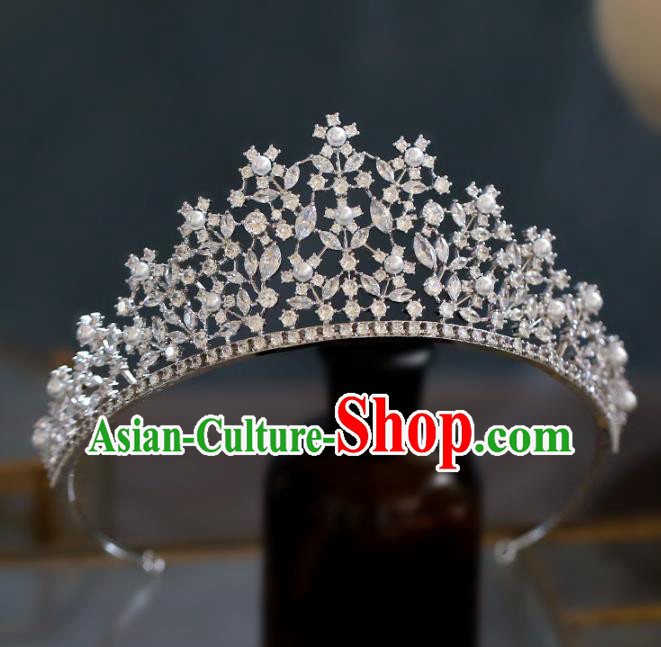 Top Grade Baroque Queen Luxury Zircon Flowers Royal Crown Wedding Bride Hair Accessories for Women