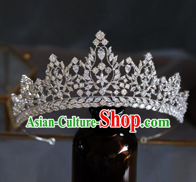 Top Grade Baroque Luxury Zircon Royal Crown Wedding Queen Hair Accessories for Women