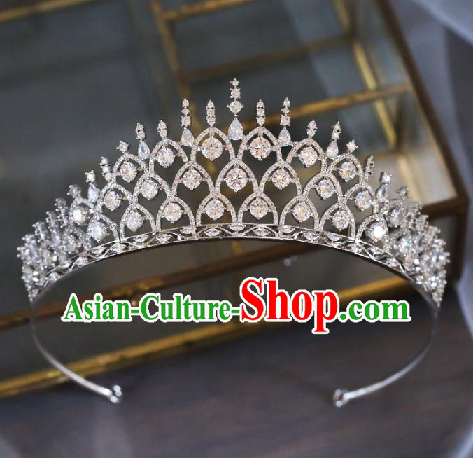 Top Grade Baroque Zircon Royal Crown Wedding Queen Hair Accessories for Women