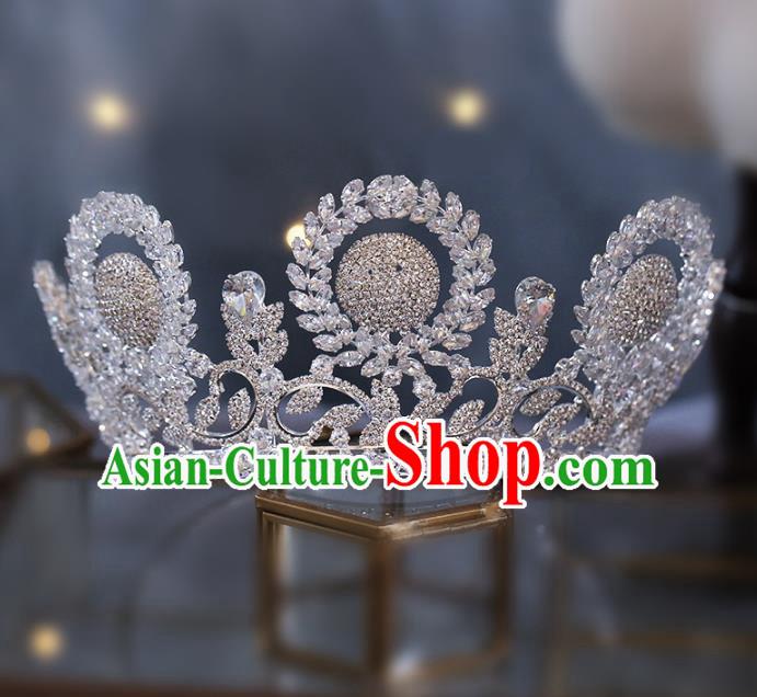 Top Grade Baroque Bride Zircon Royal Crown Wedding Queen Hair Accessories for Women