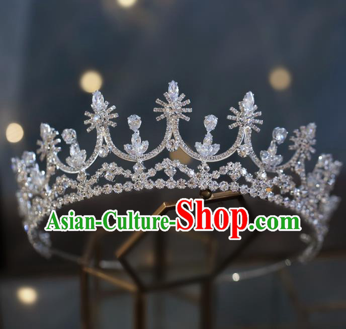 Top Grade Baroque Bride Zircon Royal Crown Wedding Queen Hair Accessories for Women