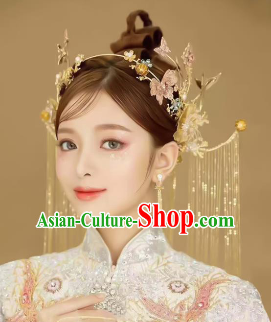 Chinese Traditional Hanfu Golden Cranes Hair Clasp Tassel Hairpins Ancient Princess Hair Accessories for Women