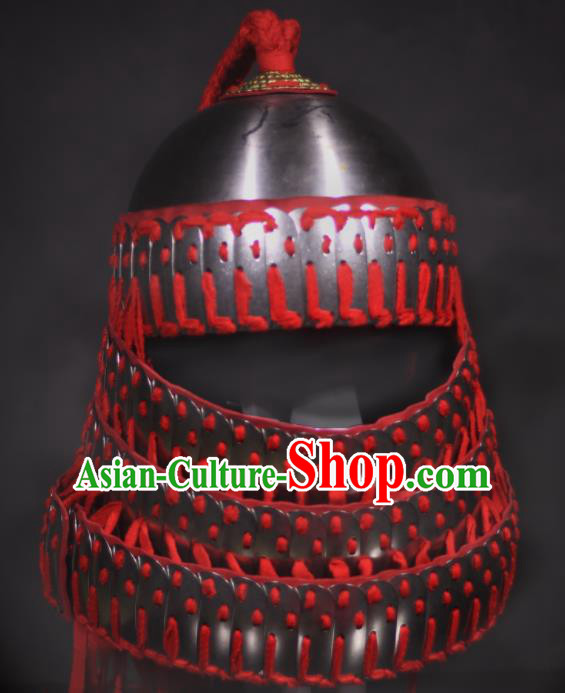 Chinese Traditional Qing Dynasty General Helmet Ancient Soldier Hat Headwear for Men