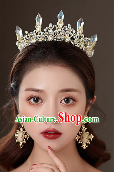 Top Grade Baroque Princess Golden Royal Crown Wedding Queen Hair Accessories for Women