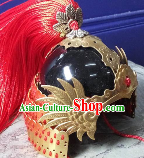 Chinese Traditional Tang Dynasty General Helmet Ancient Soldier Hat Headwear for Men