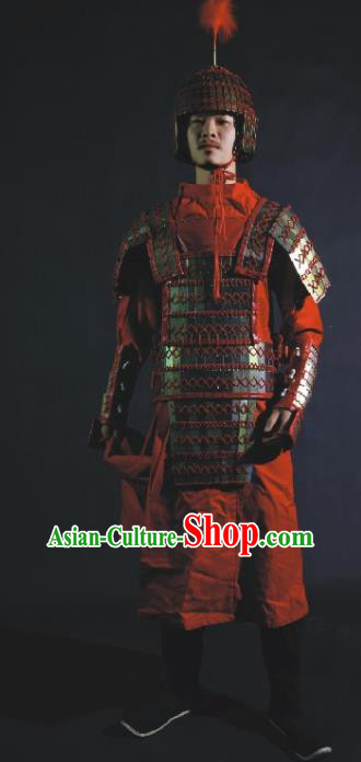 Chinese Traditional Qin Dynasty General Body Armor Ancient Swordsman Costumes for Men