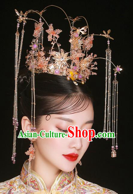 Chinese Wedding Headdress Deluxe Phoenix Coronet Traditional Ancient Bride Hair Accessories for Women