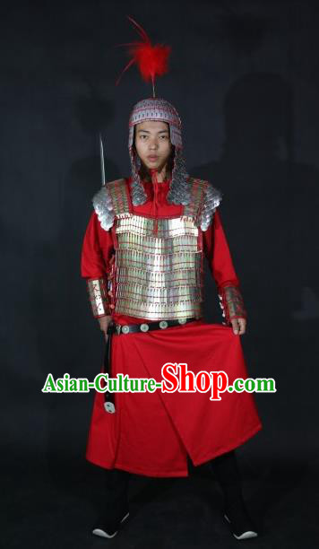 Chinese Traditional Tang Dynasty General Body Armor Ancient Soldier Swordsman Costumes for Men